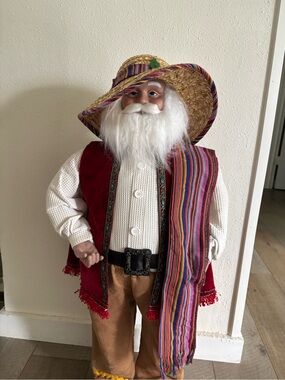 Kids Santa Folk Costume with Red Vest and Multicolor Serape